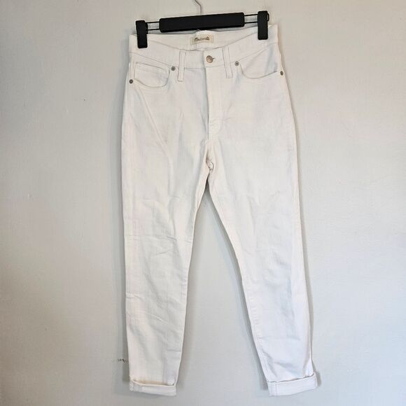 Madewell 9” High Waist Classic Skinny Jean in Pure White Denim 27 - Picture 4 of 13